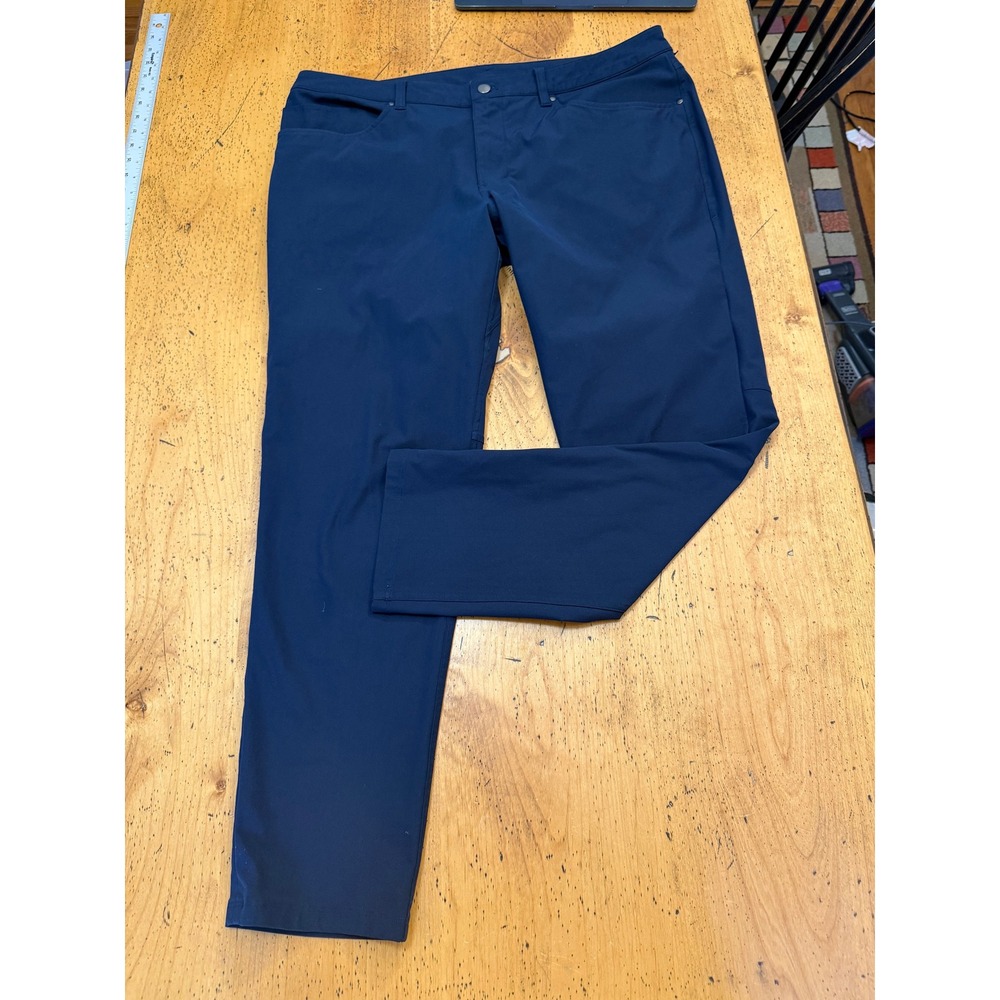 Lululemon ABC Pant 38x31 Mens Navy Blue Five Pocket Technical Trouser Slim Fit